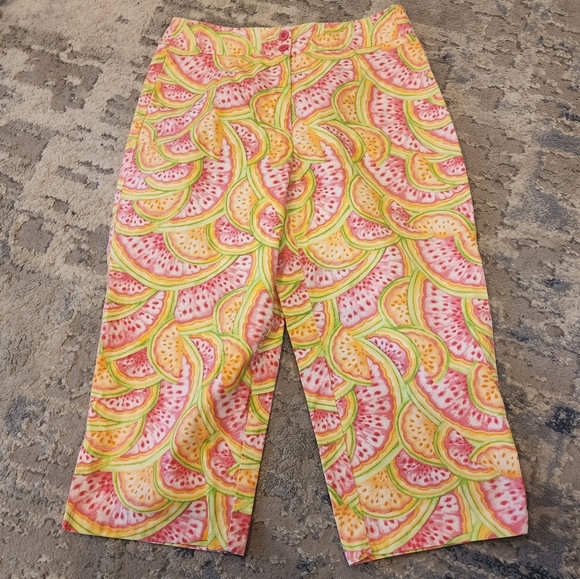 Talbots Melon Watermelon Crop Cotton Pants wome size 6 Petite 6P - Picture 10 of 16